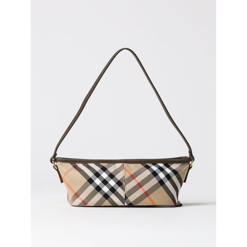 Burberry Le Simple Baguette Shoulder Bag Check Beige Brown